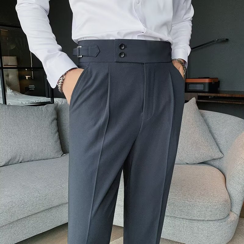 Savile High-Rise Wool-Blend Trousers – Black, Brown, Gray & White