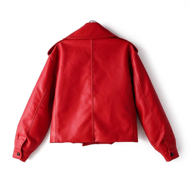 Women's croped short leather jacket