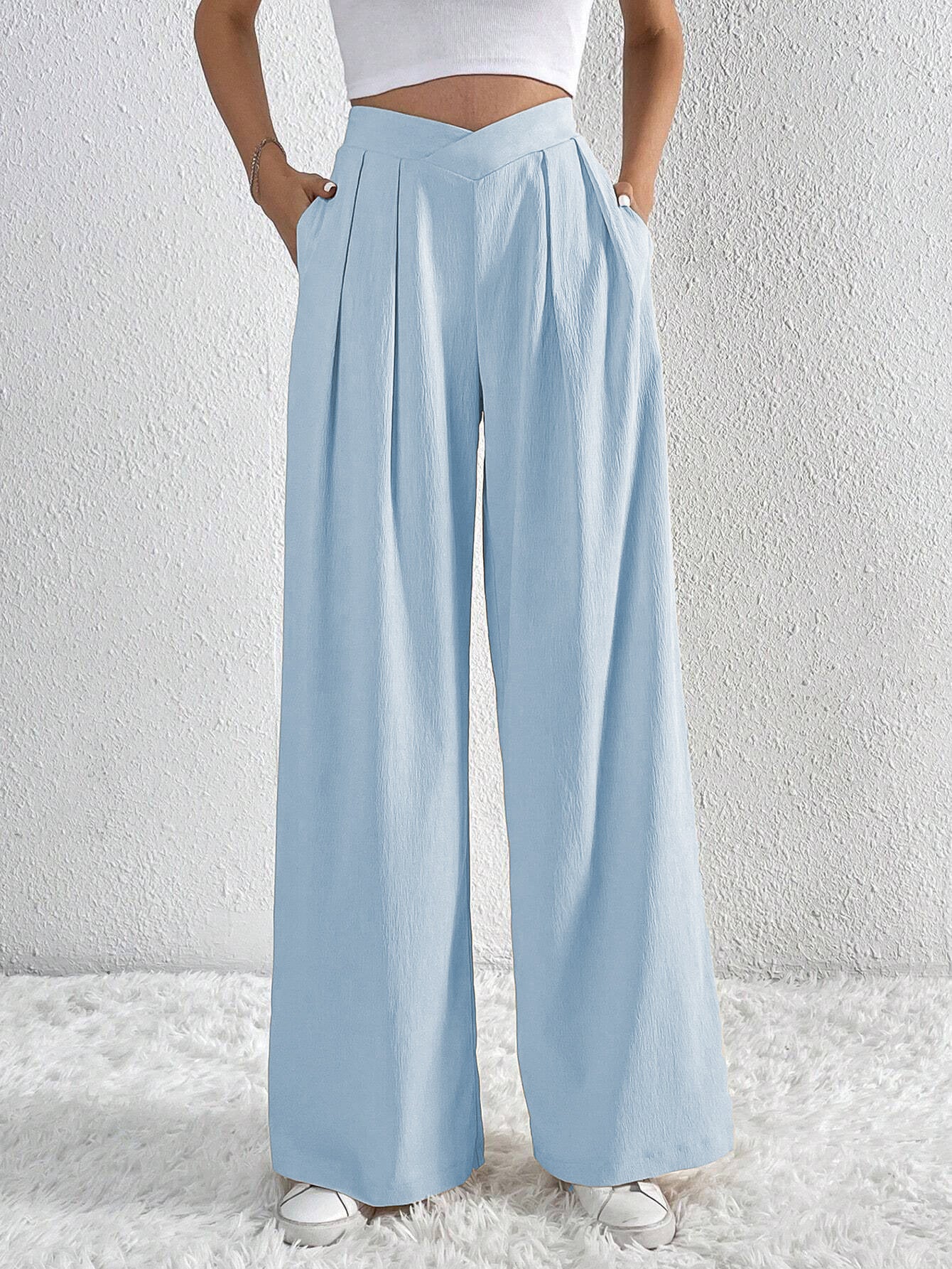 Pleated Casual Wide-leg women'sPants