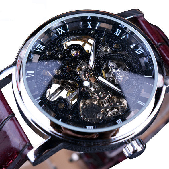 Men's mechanical skeleton frame watch