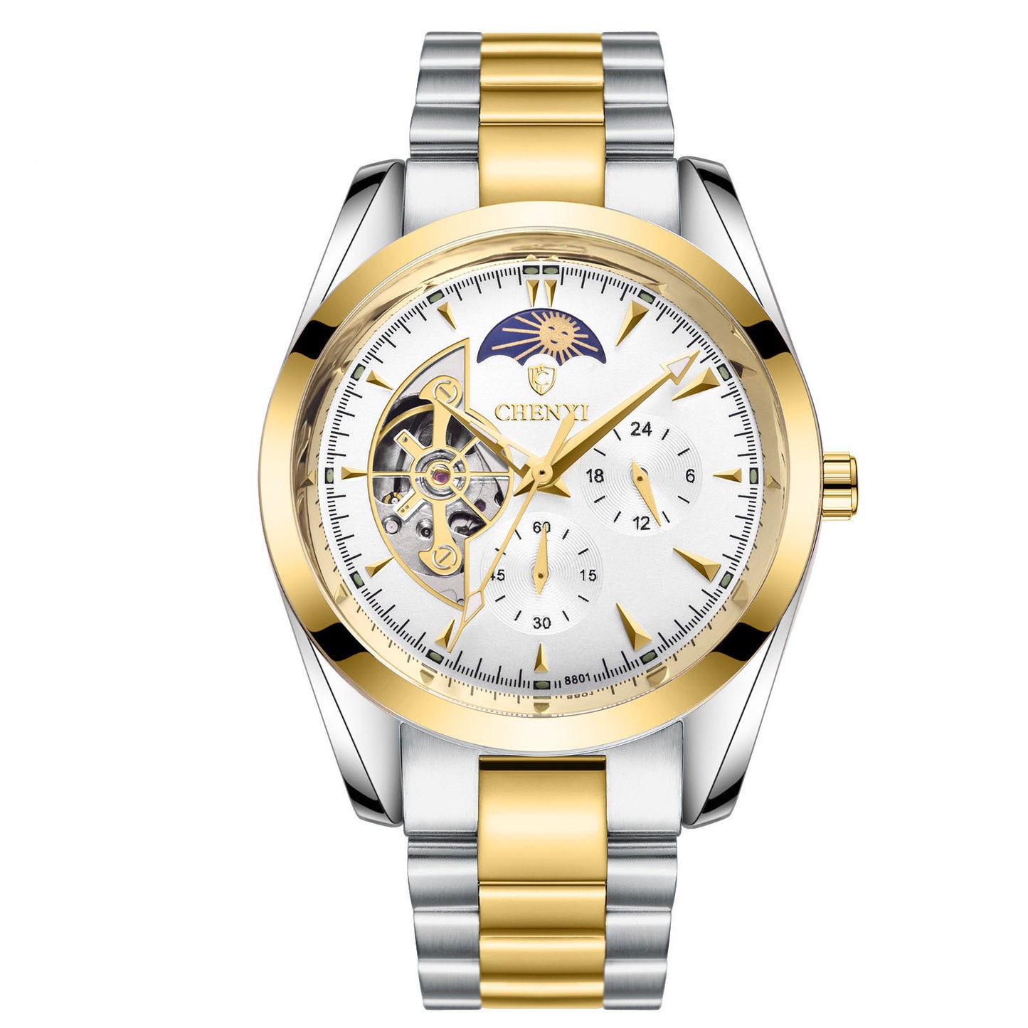"Royal Eclipse Automatic Watch – Dual-Tone Gold Edition"