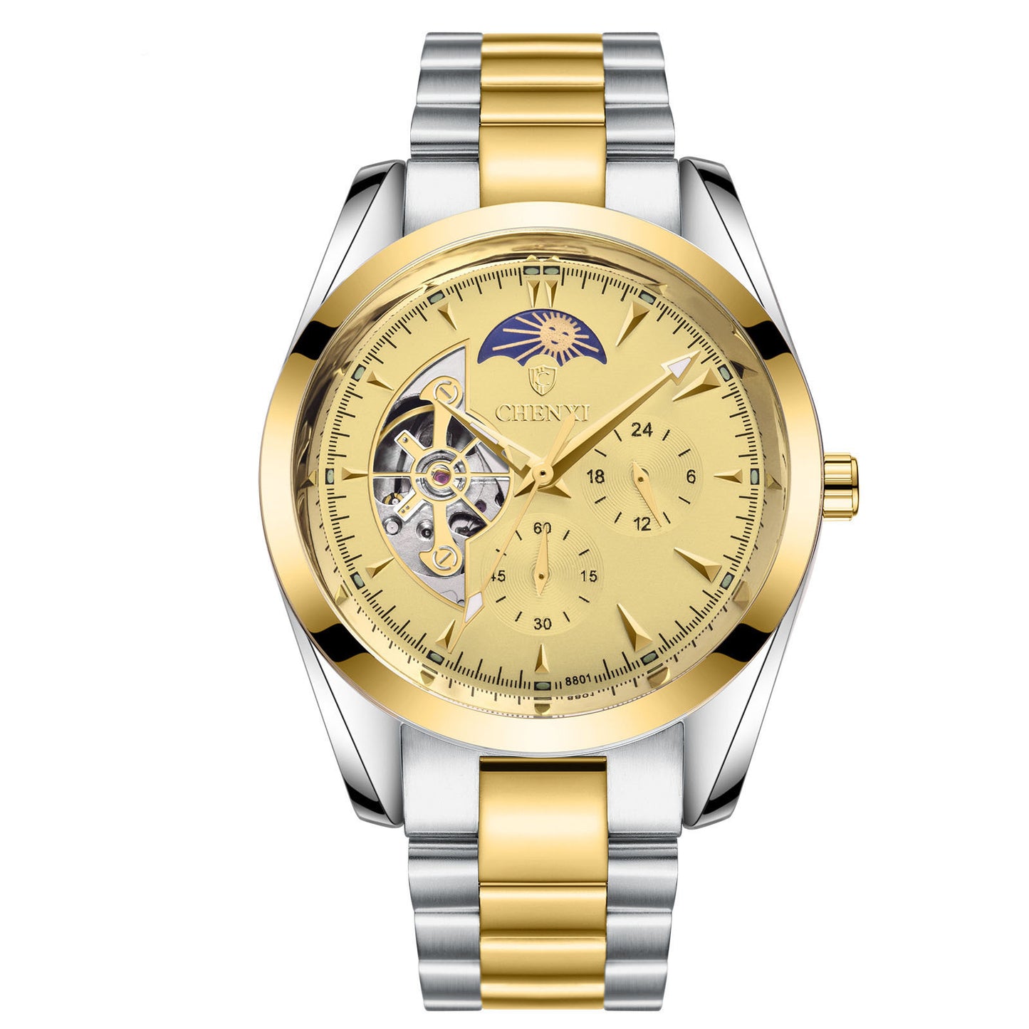 "Royal Eclipse Automatic Watch – Dual-Tone Gold Edition"