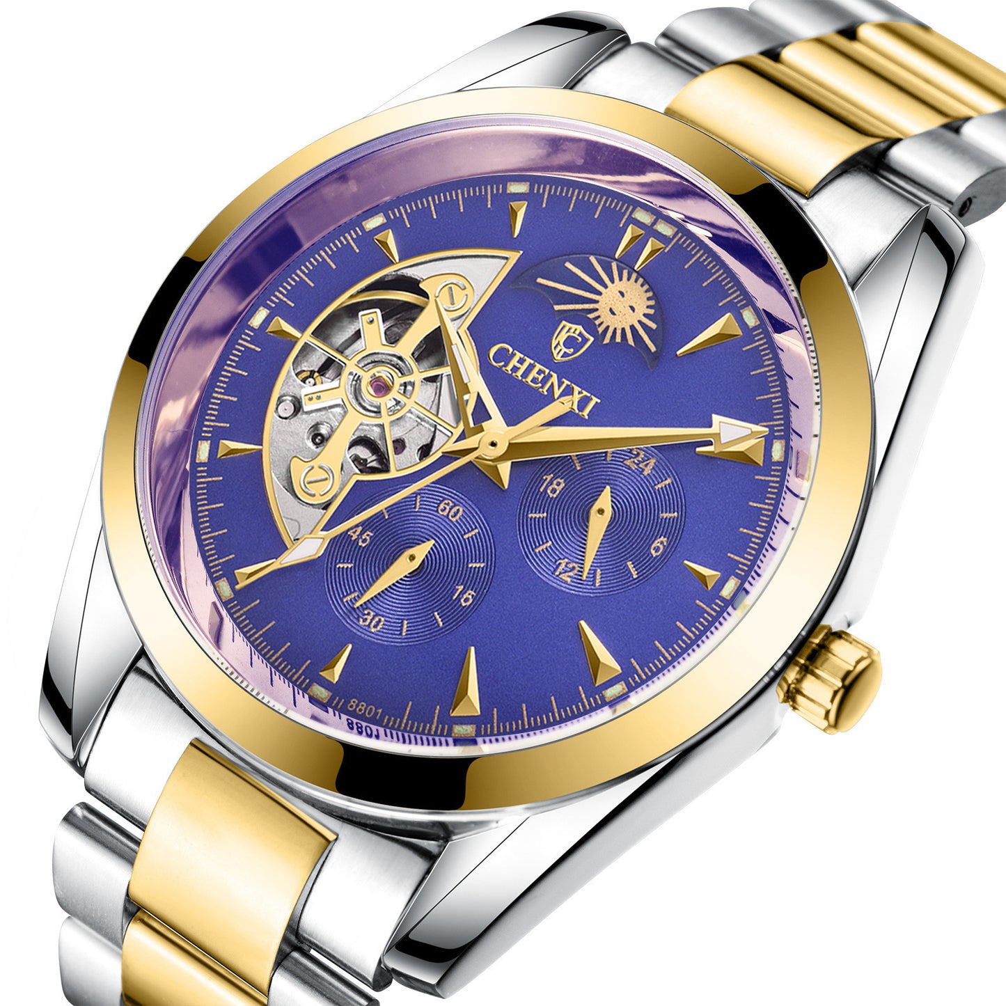 "Royal Eclipse Automatic Watch – Dual-Tone Gold Edition"