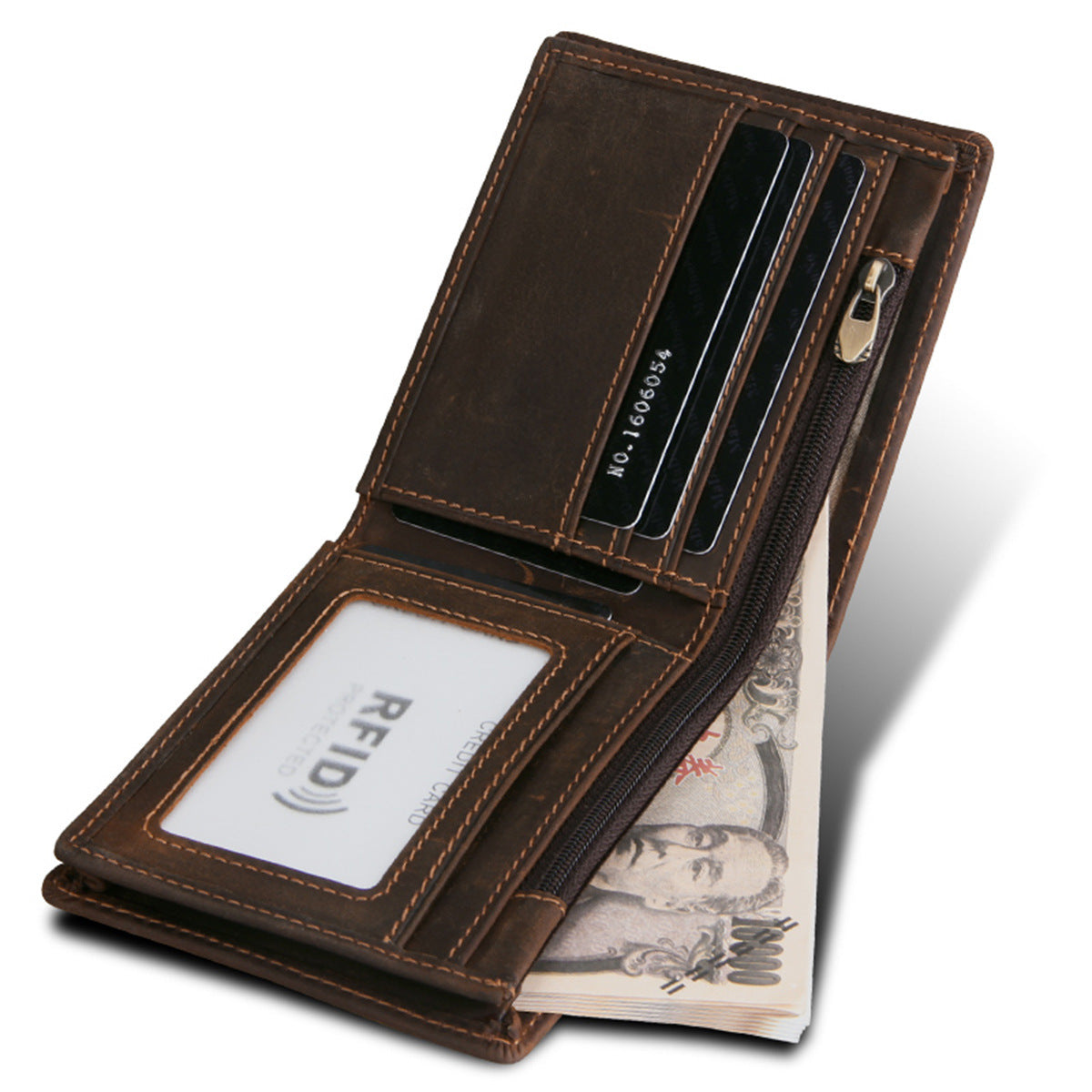 RFID Men's Wallet, Leather Wallet,Horse Leather Short Casual Wallet