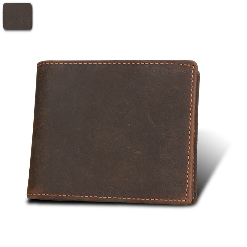 RFID Men's Wallet, Leather Wallet,Horse Leather Short Casual Wallet