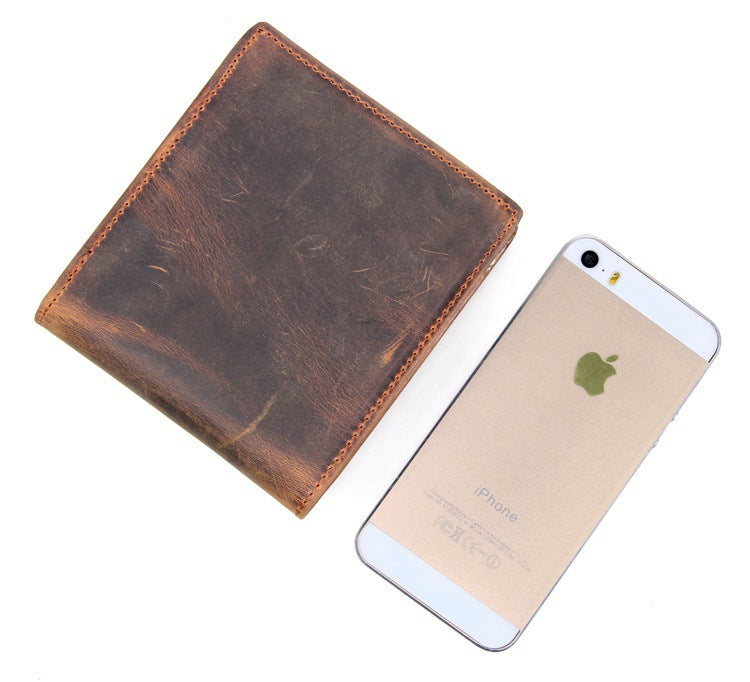 Men horse Leather short wallet