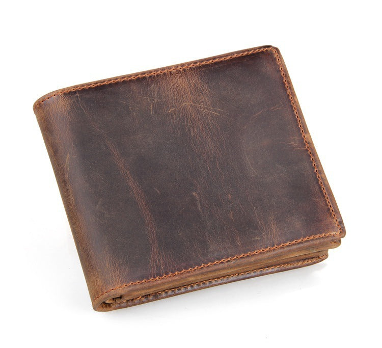 Men horse Leather short wallet