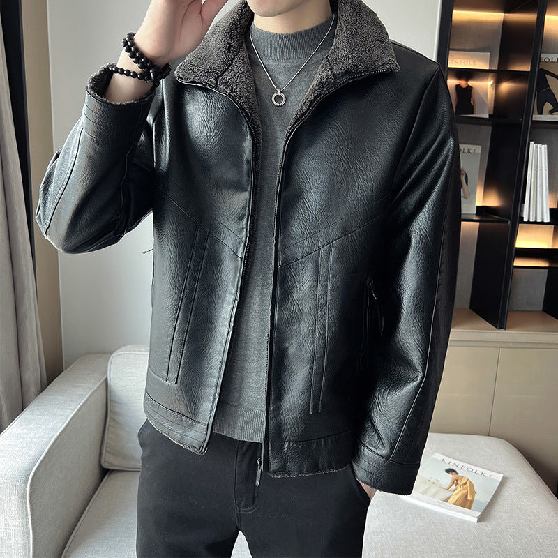 Velvet Padded Men's Leather Jacket