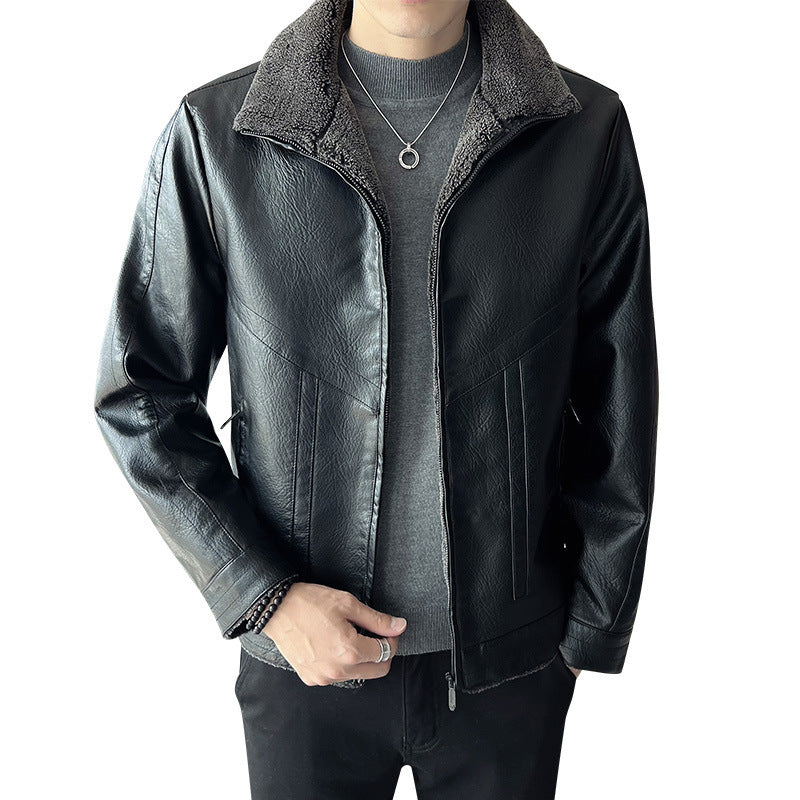 Velvet Padded Men's Leather Jacket