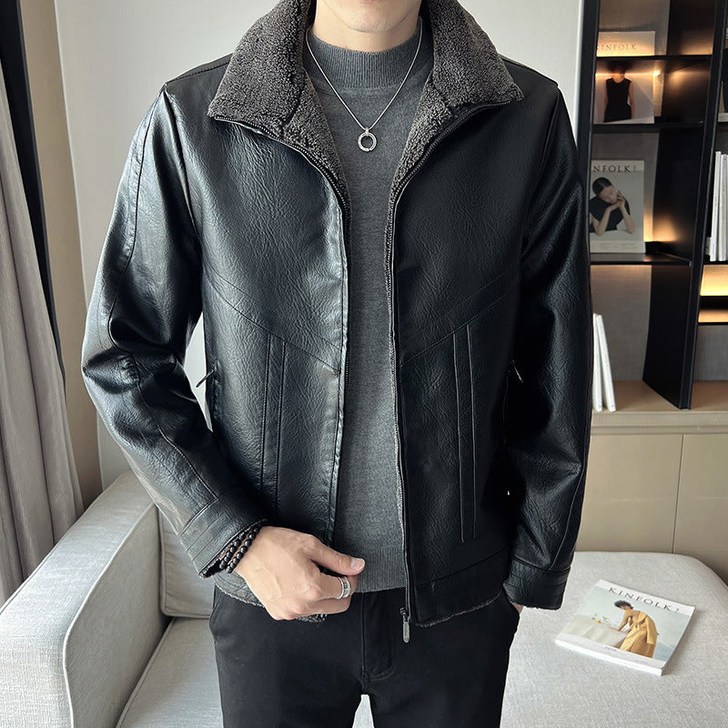 Velvet Padded Men's Leather Jacket