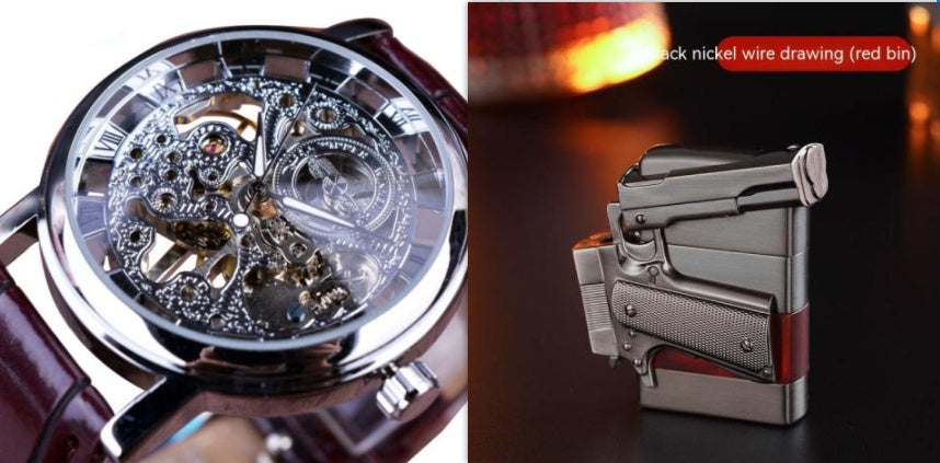 Men's mechanical skeleton frame watch