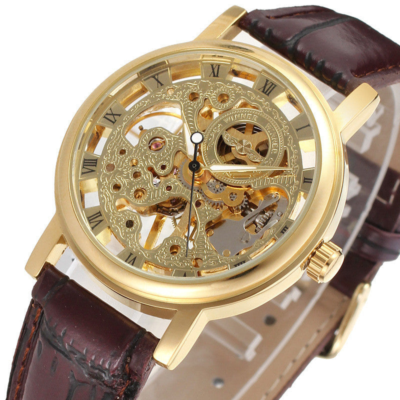 Men's mechanical skeleton frame watch