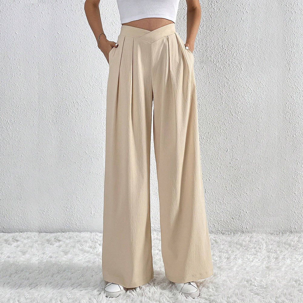 Pleated Casual Wide-leg women'sPants