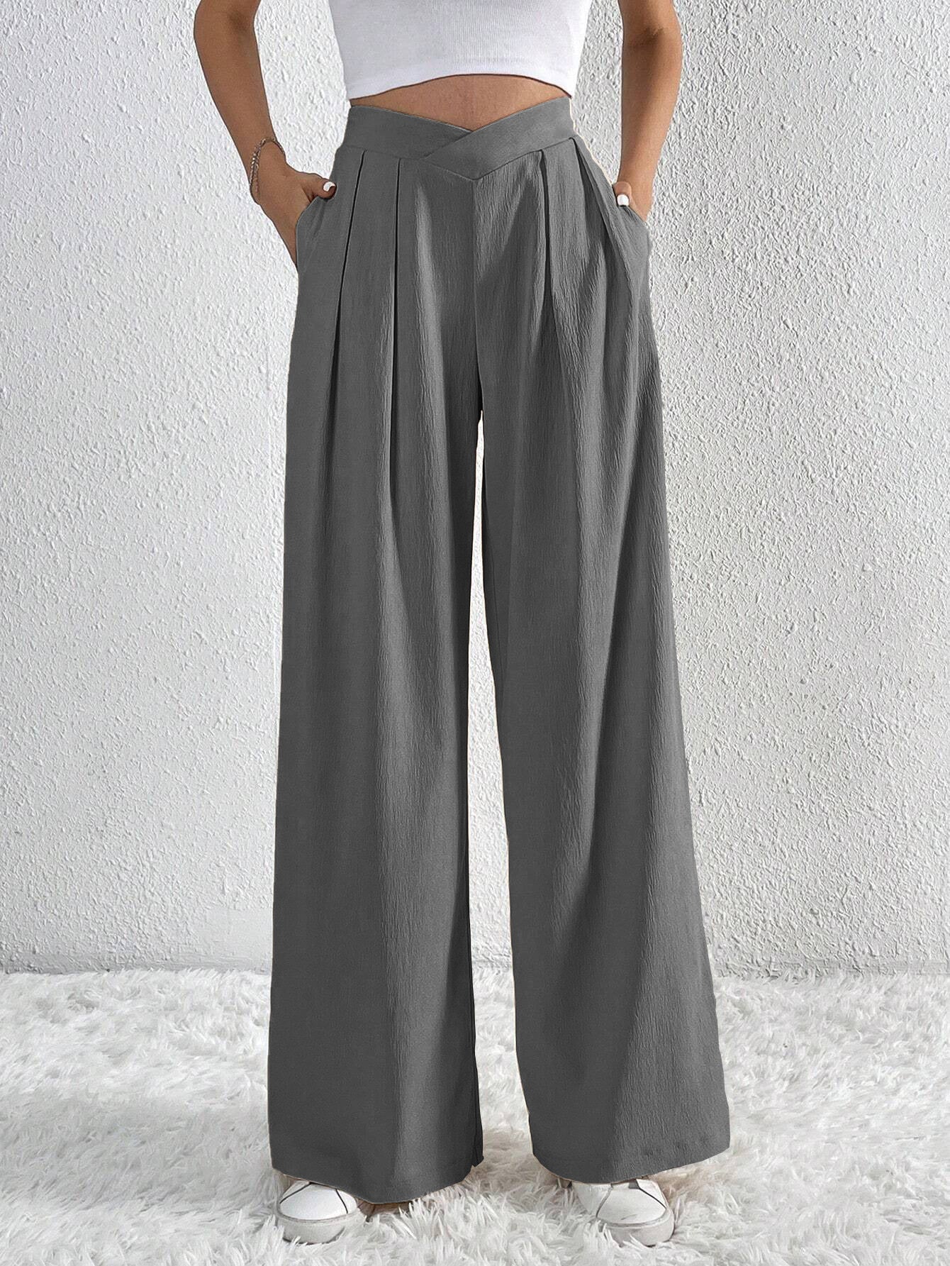 Pleated Casual Wide-leg women'sPants