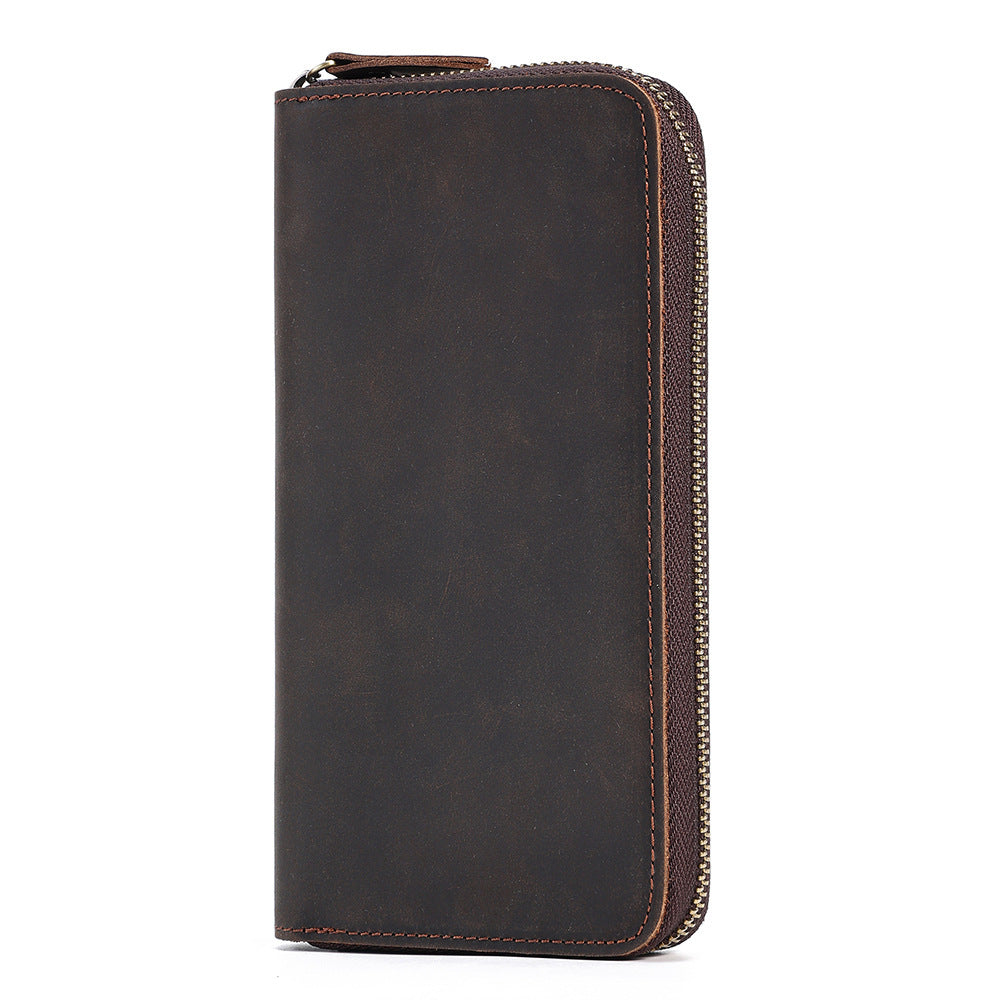 Genuine Leather Long Wallet for Men RFID Blocking