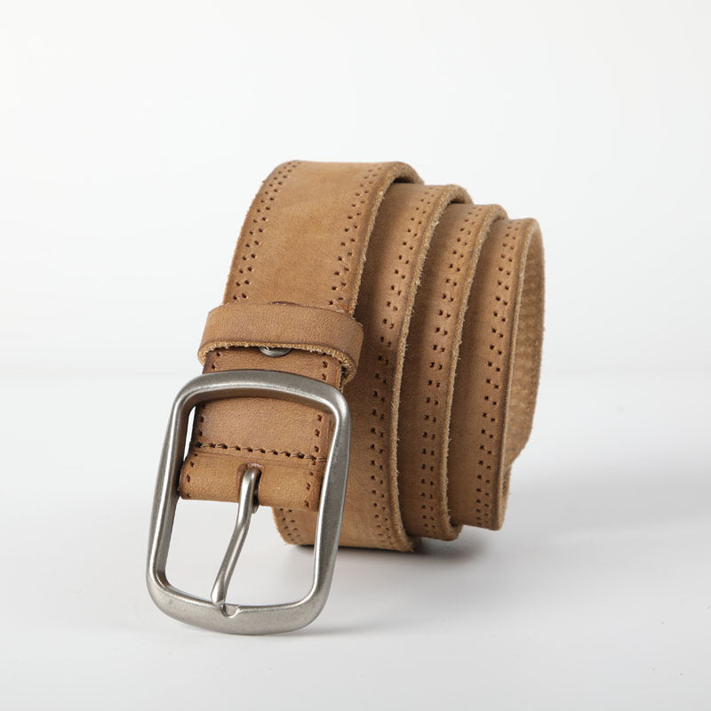 Distressed Soft Original Cowhide Men's Belt Leather Retro