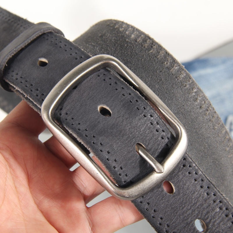 Distressed Soft Original Cowhide Men's Belt Leather Retro