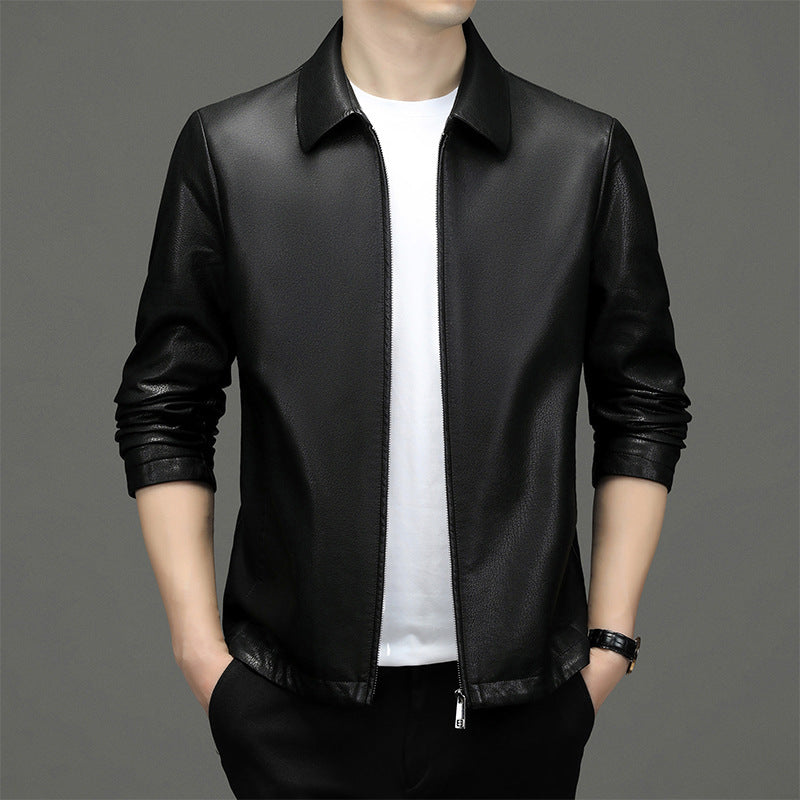 Lapel Ecological Real Leather Coat Men