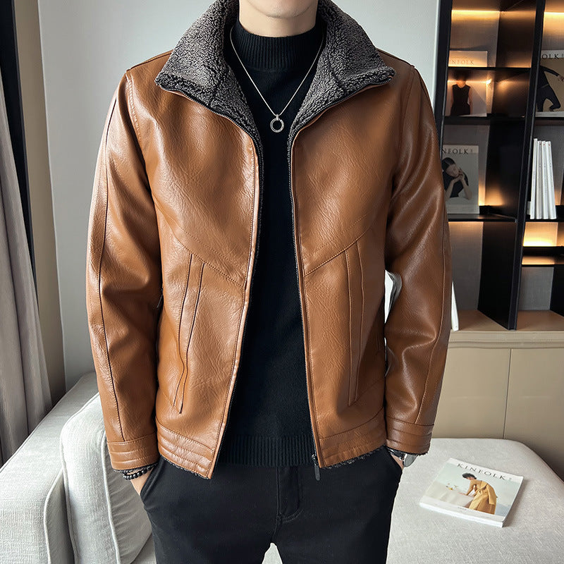 Velvet Padded Men's Leather Jacket