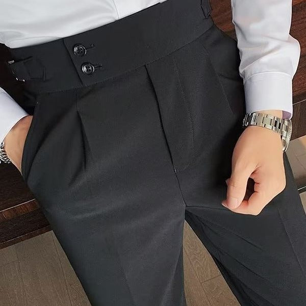 Savile High-Rise Wool-Blend Trousers – Black, Brown, Gray & White