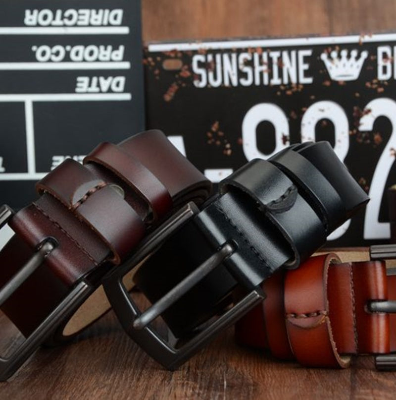 Dynamic buckle leather belt