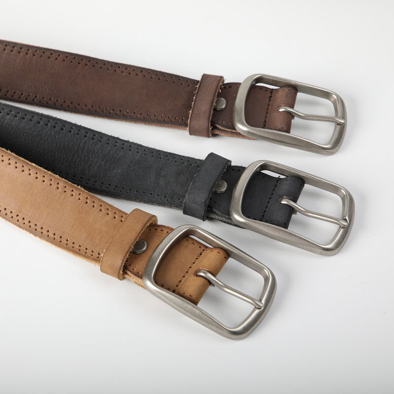 Distressed Soft Original Cowhide Men's Belt Leather Retro