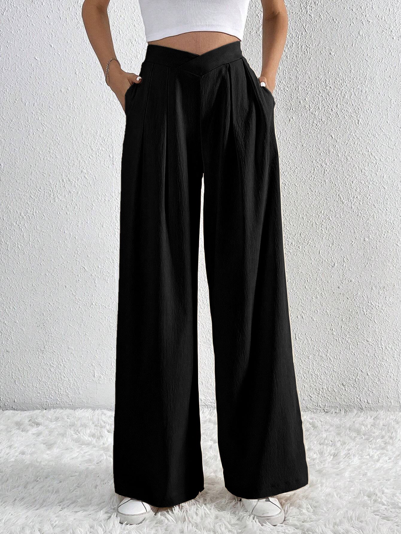 Pleated Casual Wide-leg women'sPants