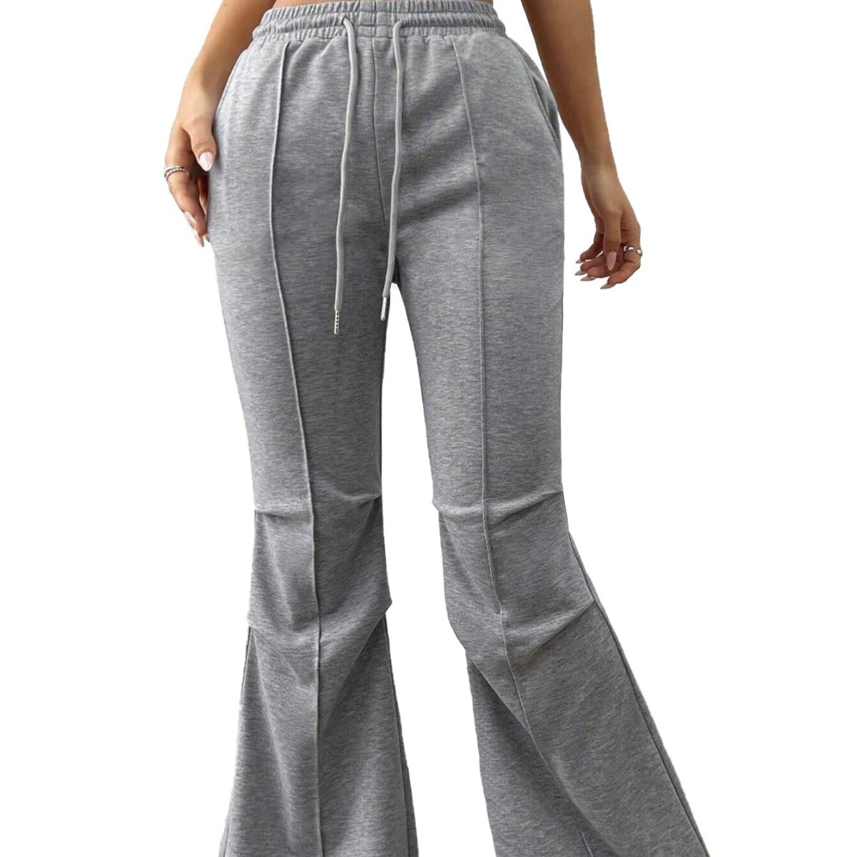 Casual Elastic Waist Wide Leg Trousers