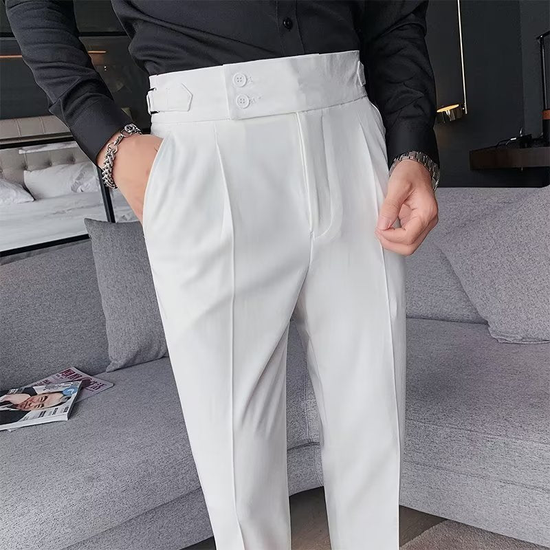 Savile High-Rise Wool-Blend Trousers – Black, Brown, Gray & White