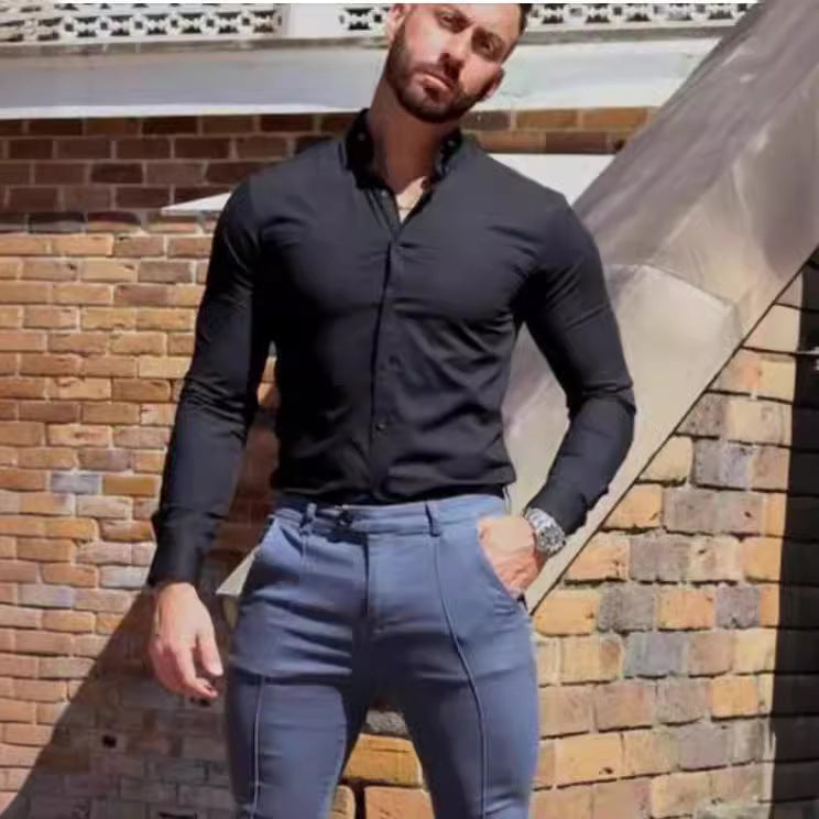 Men's formal And Leisure Long Sleeve Lapel Shirt