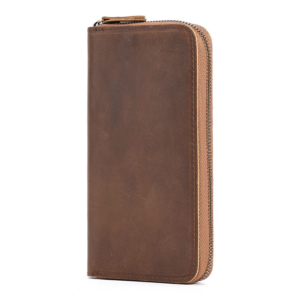 Genuine Leather Long Wallet for Men RFID Blocking