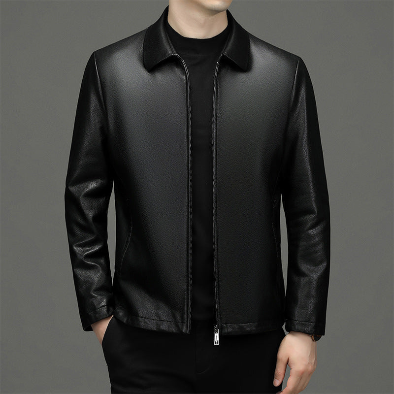 Lapel Ecological Real Leather Coat Men