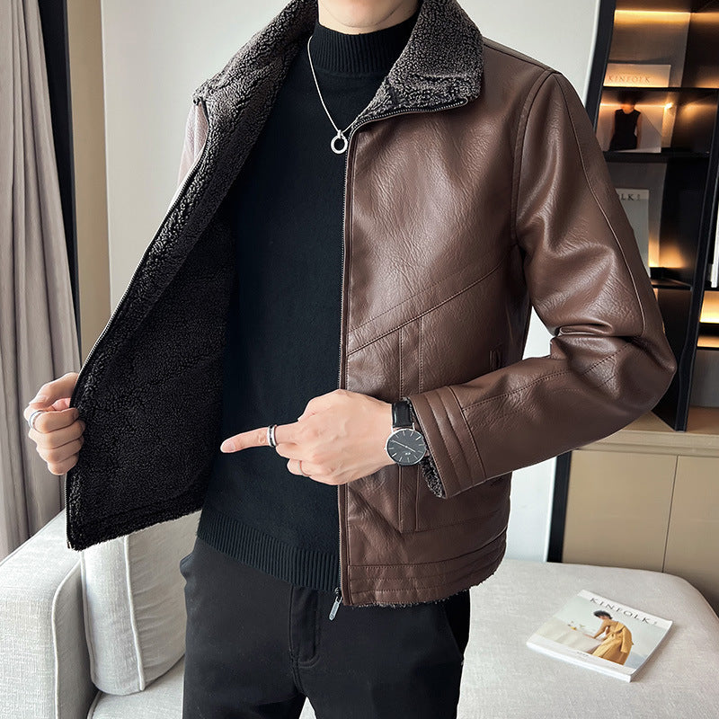 Velvet Padded Men's Leather Jacket