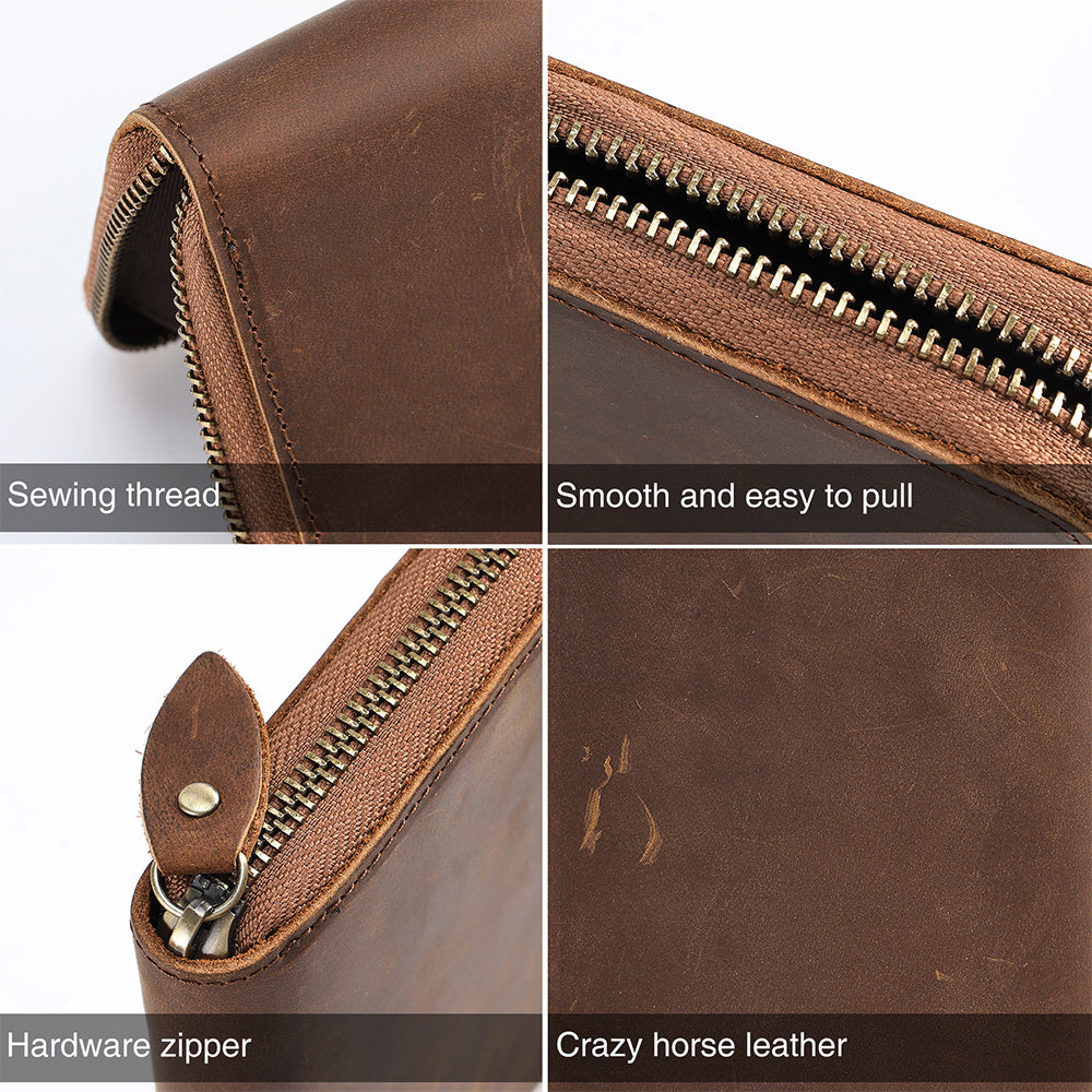 Genuine Leather Long Wallet for Men RFID Blocking
