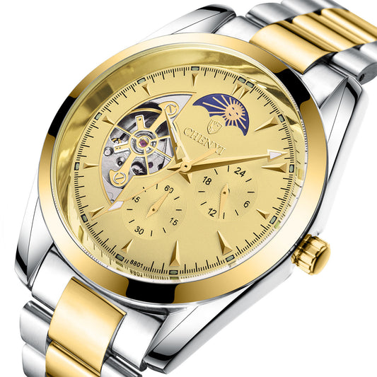 "Royal Eclipse Automatic Watch – Dual-Tone Gold Edition"