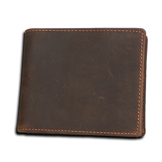 RFID Men's Wallet, Leather Wallet,Horse Leather Short Casual Wallet