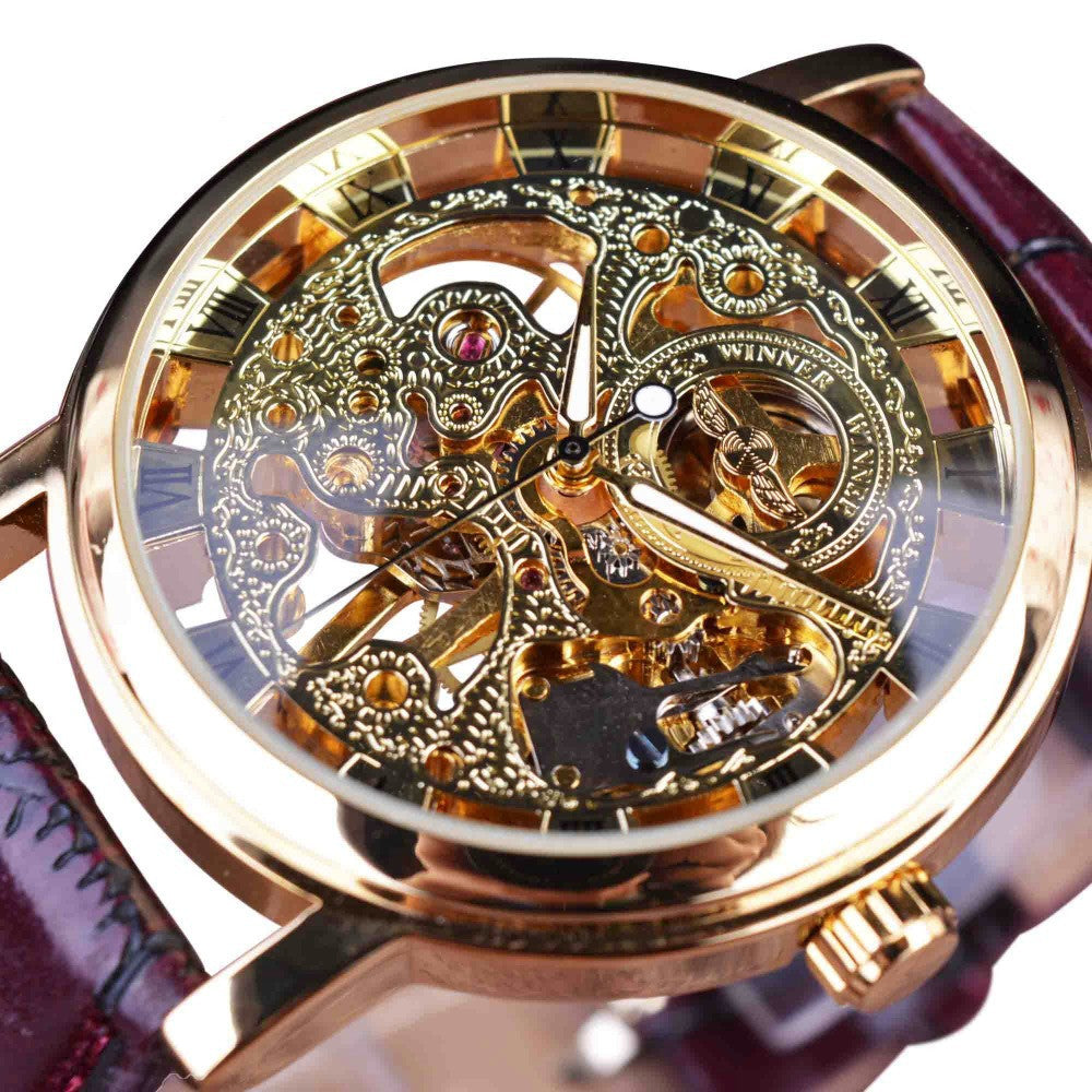 Men's mechanical skeleton frame watch