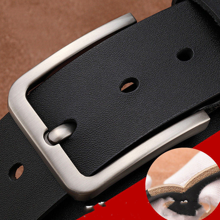 Men's single-layer leather perforated belt