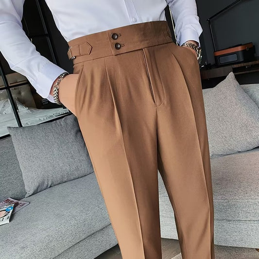 Savile High-Rise Wool-Blend Trousers – Black, Brown, Gray & White