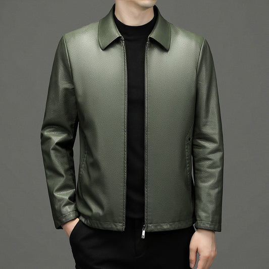 Lapel Ecological Real Leather Coat Men
