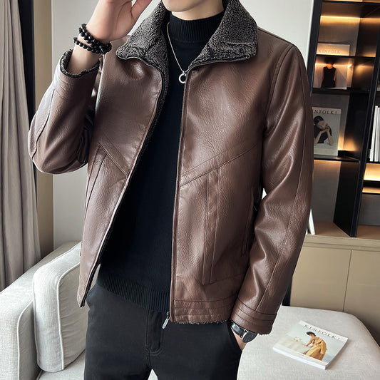 Velvet Padded Men's Leather Jacket